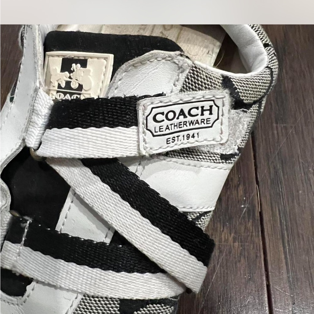 Coach Black and White Signature Logo Sneakers - Picture 5 of 6